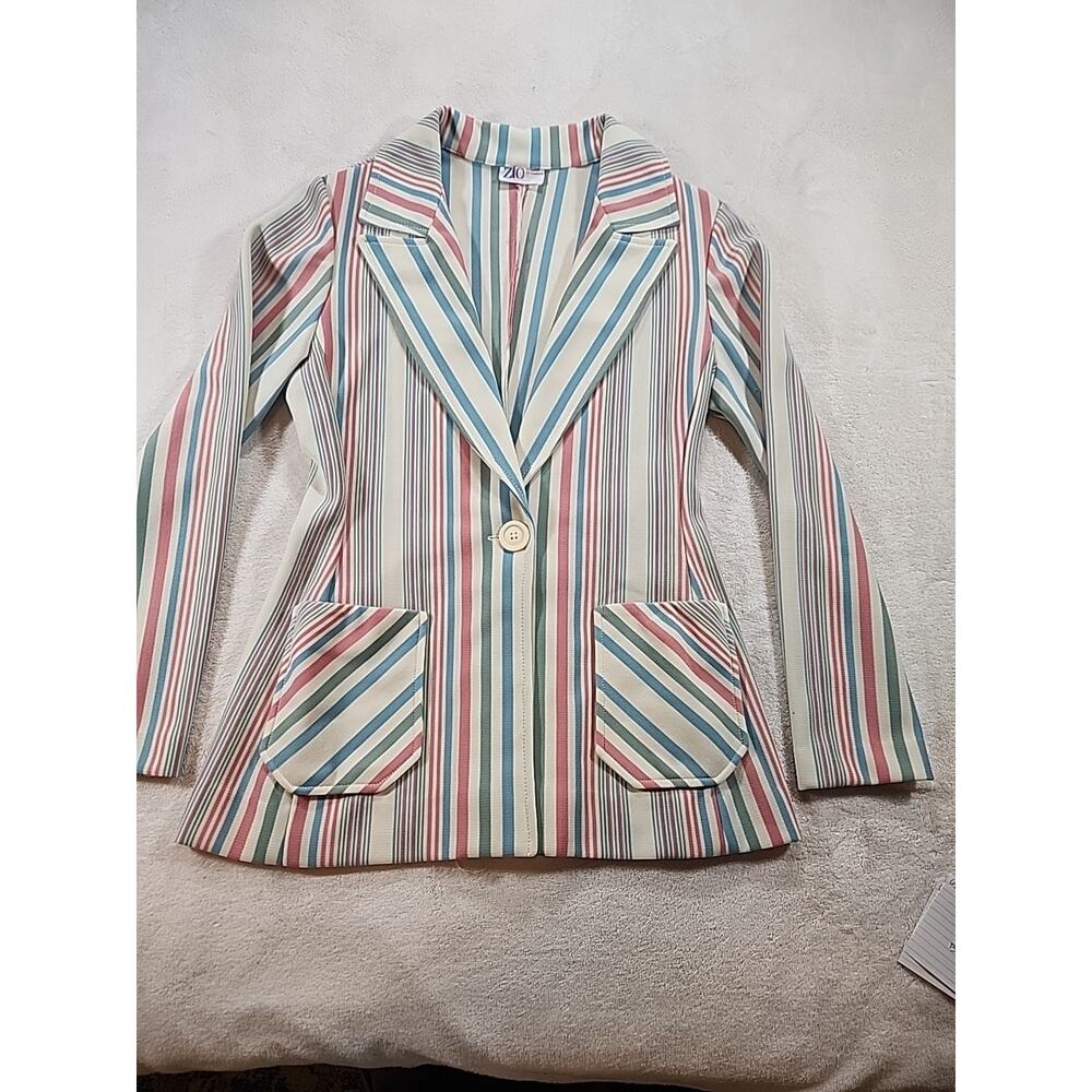 ZIO Designed By YoungJA Striped Jacket Size Small Business Cream,pink,blue,green